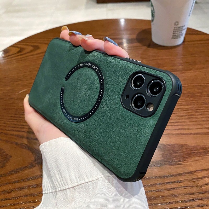 Magnetic Leather Case with Wireless Charging