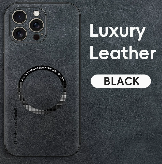 Magnetic Leather Case with Wireless Charging